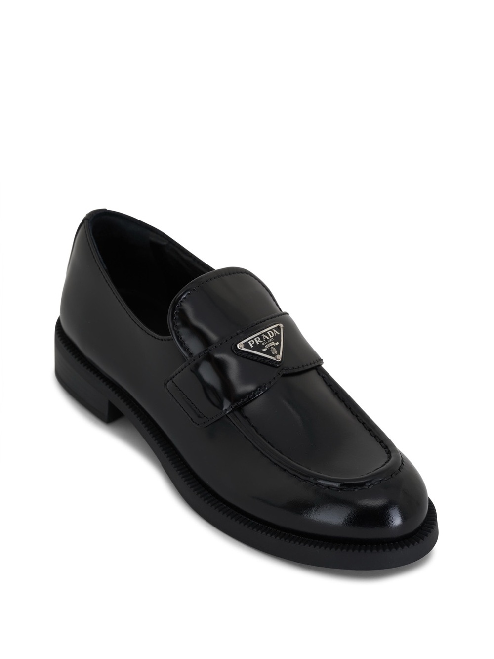 Spazzolato Black Leather Platform Loafer